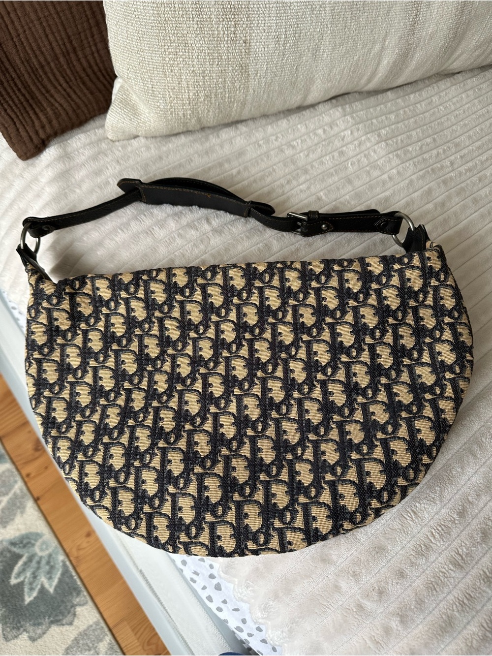 ✨Vintage✨ 2006 Christian Dior Jacquard Canvas Crescent Shoulder Bag